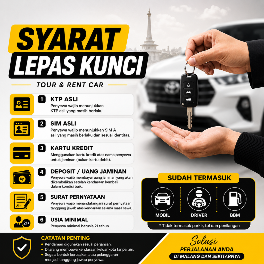 Syarat sewa mobil lepas kunci